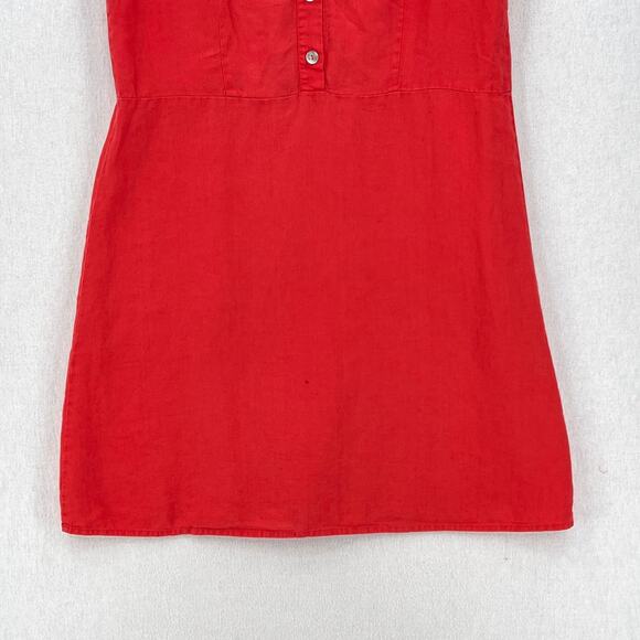 FLAX Linen Dress Womens Medium Orange Sleeveless Shift Scoop Neck Lagenlook - Picture 6 of 16